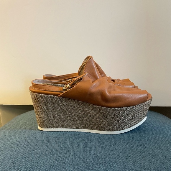 Marco Ricci Wrinkle Vamp Platform Slingback Wedge size 39 - Picture 2 of 12